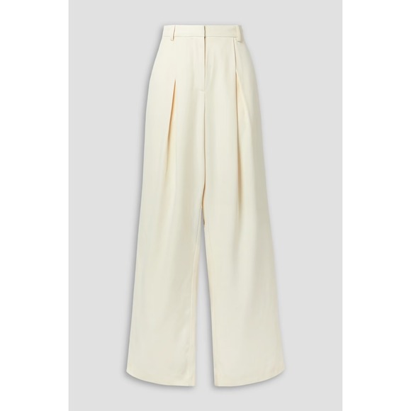 CO Pants - CO Collection Ivory Wide Leg Pleated Trousers Italian Viscose Wool Blend Size 8